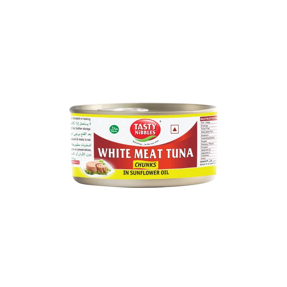 TN.WHITE MEAT TUNA CHUNKS IN SUNFLOWER OIL (TIN) 48 X 185 GM